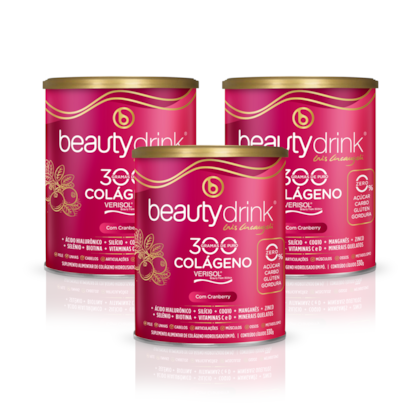 KIT C/3 Beautydrink® 330g Colágeno sabor Cranberry 8%OFF