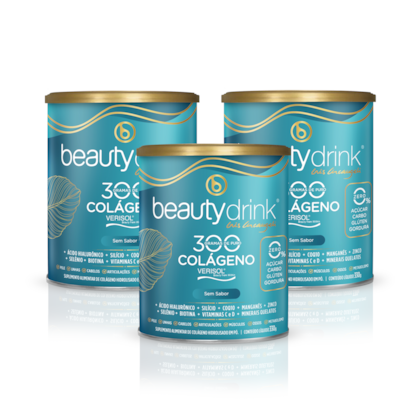 KIT C/3 Beautydrink® 330g Colágeno Sem Sabor 8%OFF